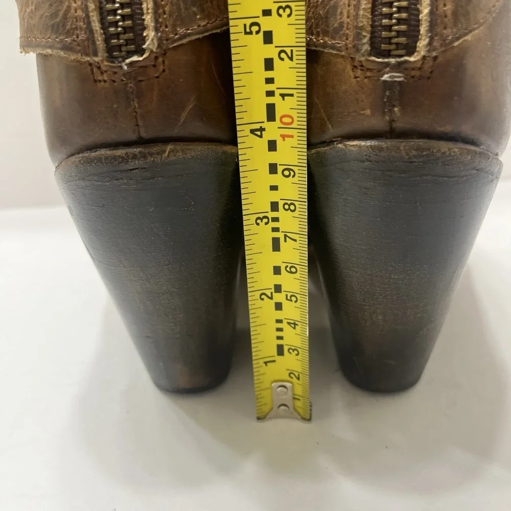 Freebird By Steven 'Eagle' Booties Distressed Brown Leather Whipstitch Buckle 9